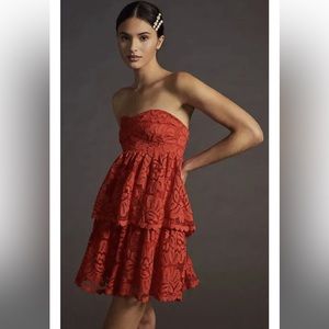 Anthropologie red Maeve dress with removable straps